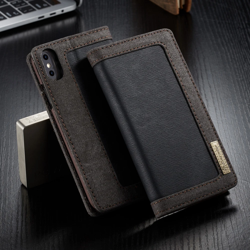 

CaseMe Canvas Magnetic Flip Phone Cover For Apple iPhone XS Max XR X Case Coque Luxury Retro Card Holder Kickstand PC Back Cover