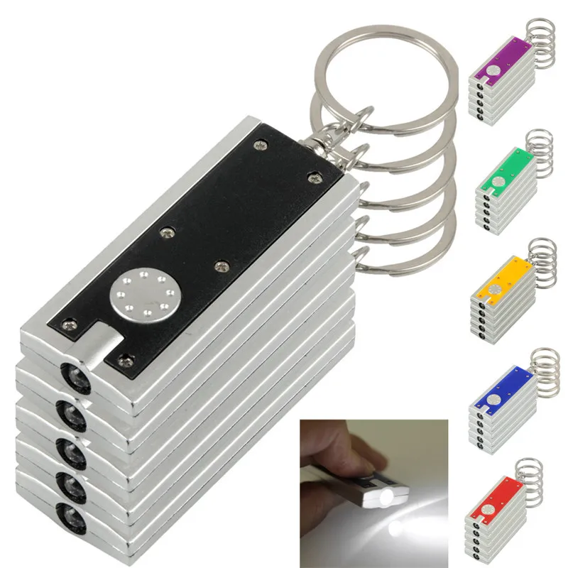 

Plastic Single File Flashlights Mini Super Bright Light LED Camping FlashLight KeyRing Keychain Lamp Included 2 LR1130 batteries