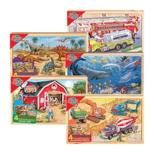 Детская деревянная коробка различных творческих пазлов четыре в одном развивающая головоломка, игрушка детская развивающая игрушка подарок