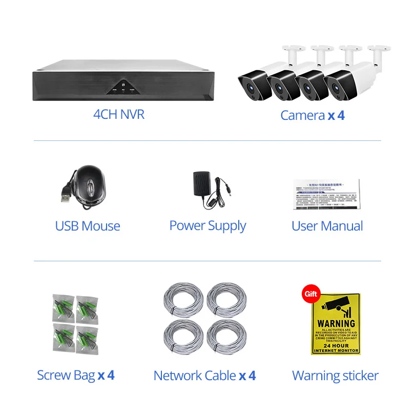Wetrans CCTV Системы 3MP комплект камеры наблюдения POE H.265 1080 P NVR аудио охранного наблюдения Водонепроницаемая камера комплект дома Cam
