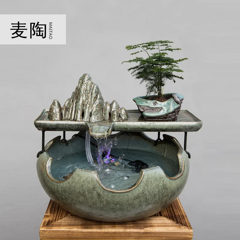 

Zen water stream fountain humidifier financial wind water turbine office home craft gift