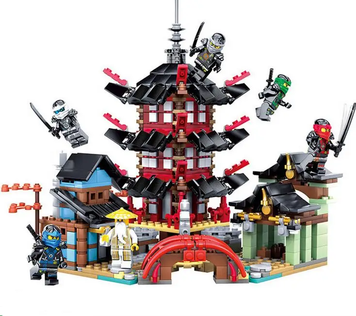 KAZI 737pcs 2017 105 Ninja Super heroes Temple of Airjitzu Building font b Blocks b font