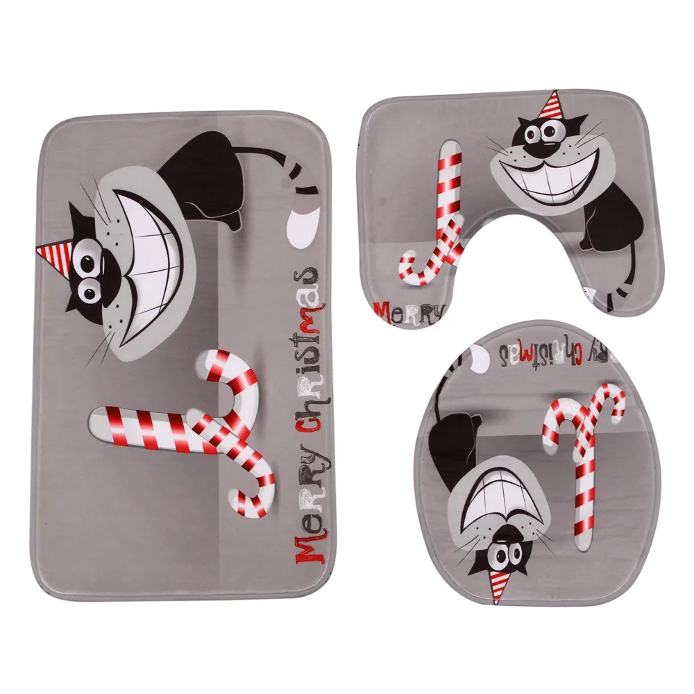 3 шт./компл. Merry Christmas нескользящие для ванной комнаты подстилка, напольный коврик Впитывающий Коврик стойка для тряпок крышка унитаза коврик для ванной Декор 311 Вт