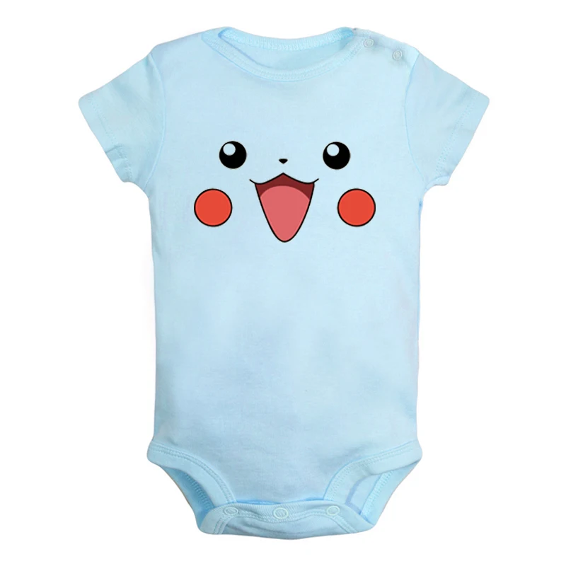Одежда с шапочкой Пикачу и покемонами для новорожденных мальчиков и девочек; Униформа-комбинезон с принтом; боди для младенцев; комплекты одежды из хлопка - Цвет: JaBaby081BLD