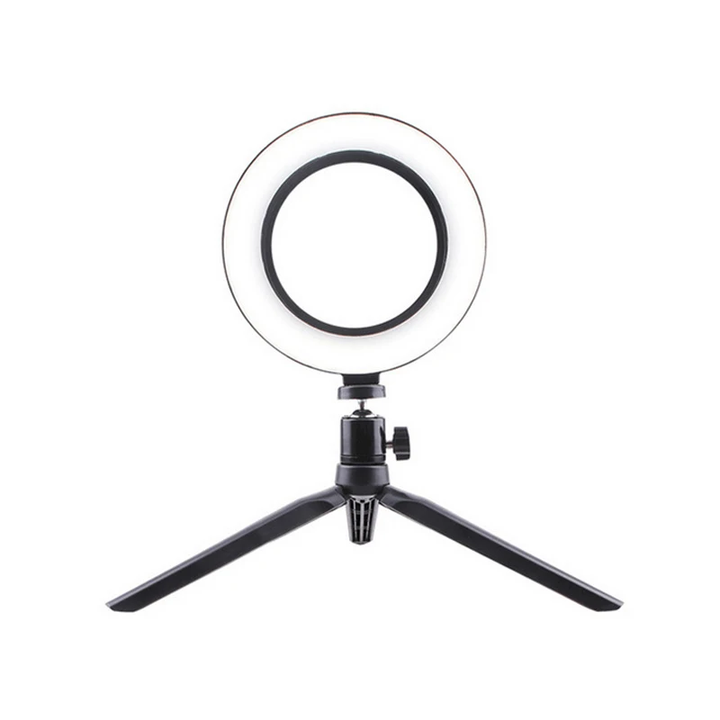 5,7 дюймовый мини светодиодный светильник-кольцо с регулируемой яркостью и штативом для видеосъемки, макияжа, NK-Shopping