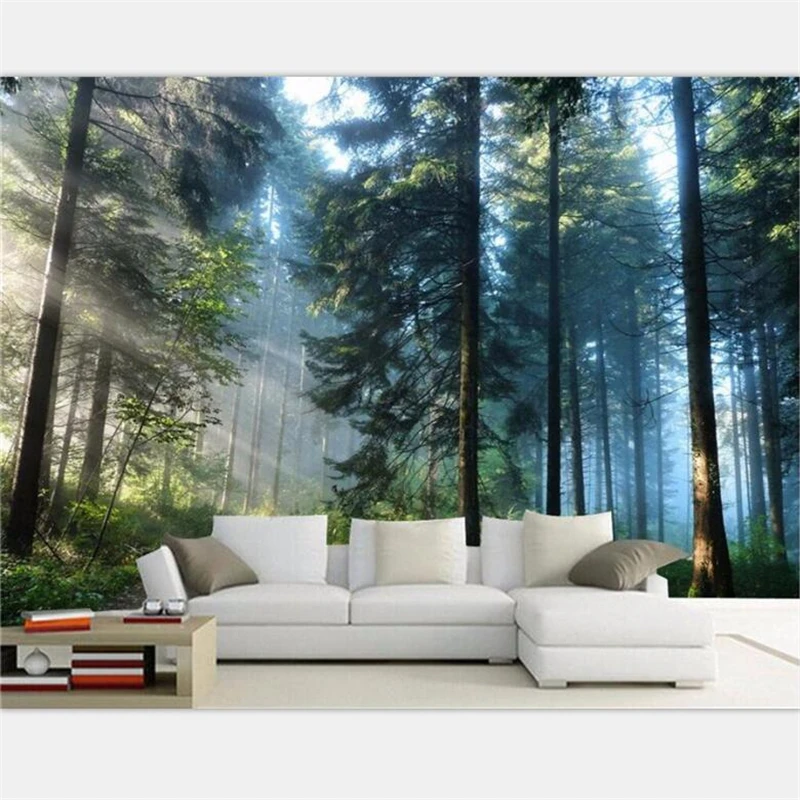 

beibehang painting living room natural forest tree wall art photo background bedroom mural 3d home decoration bedroom wallpaper