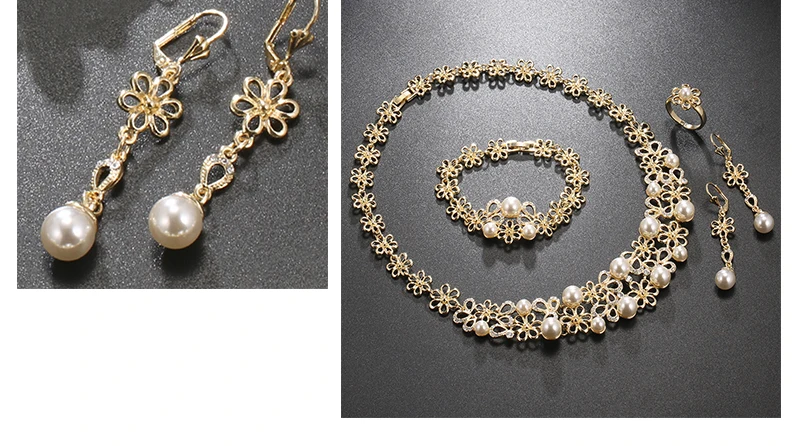 BTSETS Dubai Wedding Jewelry Sets Plant Simulated Pearl Bridesmaid Jewelery Sets For Women Nigerian African Beads Jewelry Set (5)