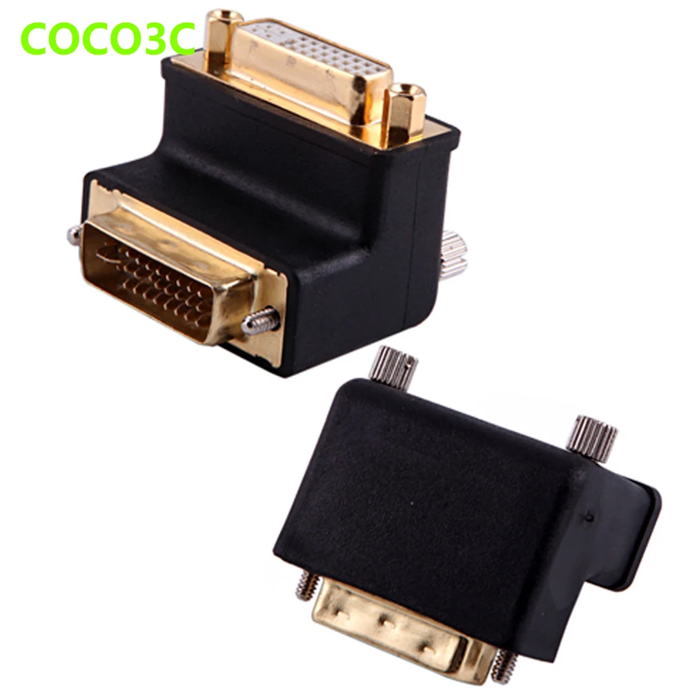 24+5 Pin DVI Male to Female Right Angle Port Cable adapter Monitor