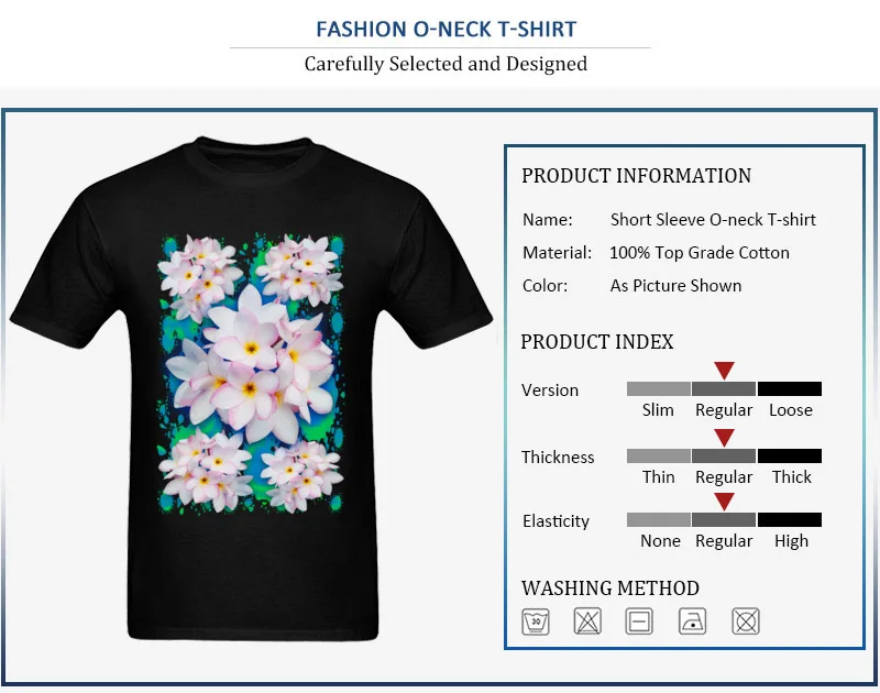 Plumeria Bouquet Exotic Summer Pattern Round Collar T Shirts Summer Casual Tees Coupons Pure Cotton Clothing Shirt Men Plumeria Bouquet Exotic Summer Pattern