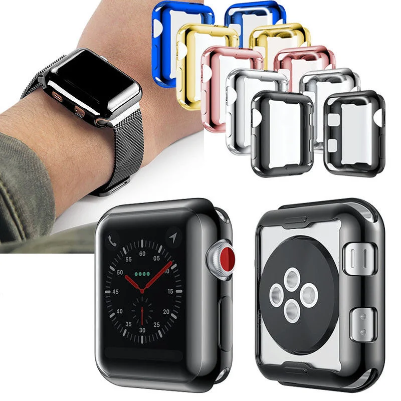 

360 Degree Slim Watch Cover Soft TPU Silicone Protective Case Skin for Apple Watch Series 2/3 38mm/42mm/40mm/44mm Accessories