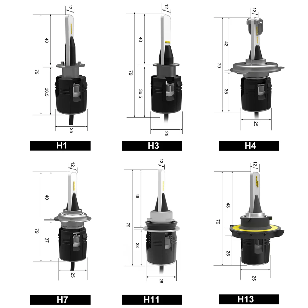 Carsty светодиодные лампы для автомобильных фар H4 H7 H13 H11 H1 880 881 9005 9006 H3 9004 9007 D4C 9012 5202 CSP 48 Вт 7200LM туман светильник 6000K 12V