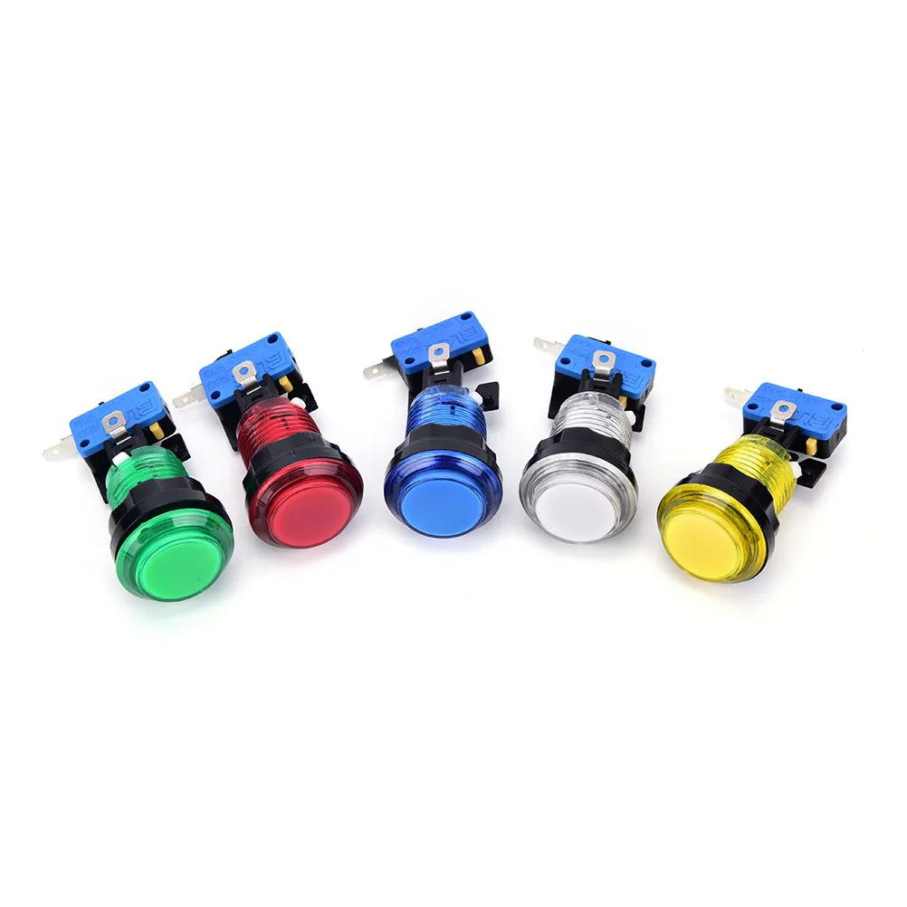 1PCS LED Light illuminated Round Arcade Game Push Button Switch 5 Colors 32mm