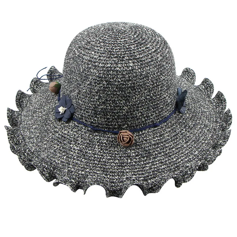 2019 Fashion Style Summer Hat Spring And Summer Women Sunshade Flower Lace Rope Sun Hat leisure folding fisherman hat H14 (3)