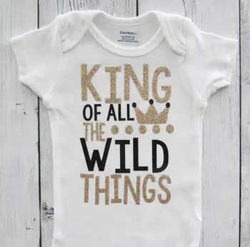 

Customize King of all the Wild Things 1st birthday baby shower bodysuit onepiece romper Outfit New Year party favors Photo Props