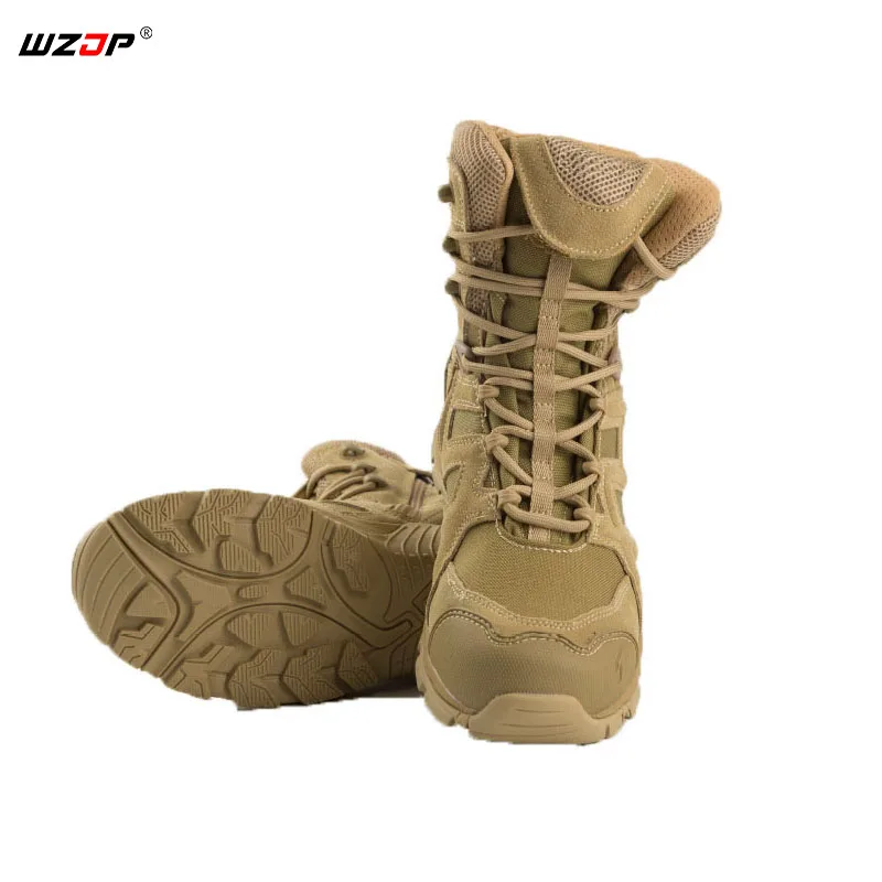 

2018 High Quality Men's Outdoor Boots Desert Army Military Tactical Boots Waterproof Combat Zipper Hiking Trekking Shoes
