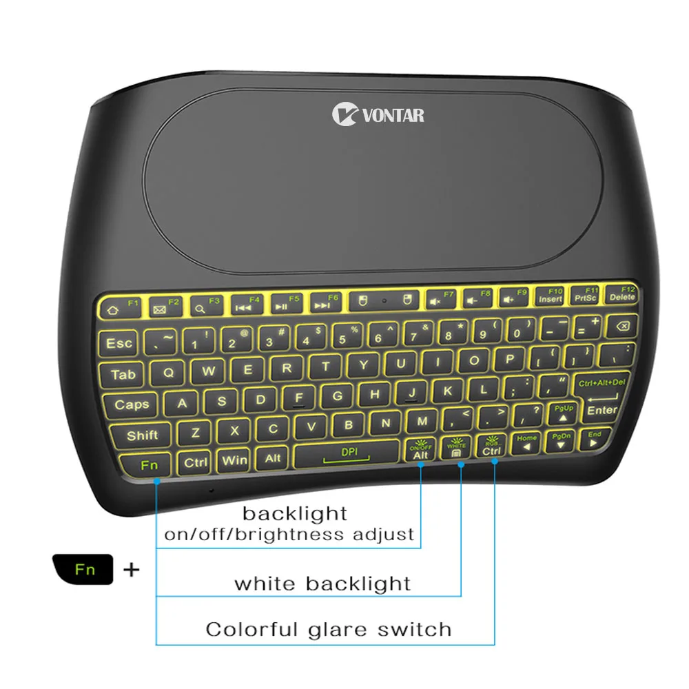 Клавиатура с подсветкой D8 pro/Plus 2,4G Беспроводная мини-клавиатура английский/русский Air mouse Touchpad пульт дистанционного управления для Android tv BOX/PC
