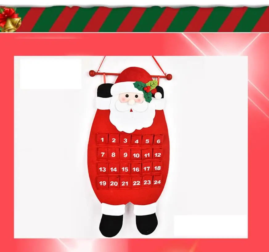Рождественский снеговик олень ткань календарь Advent обратный отсчет календарь 2O913