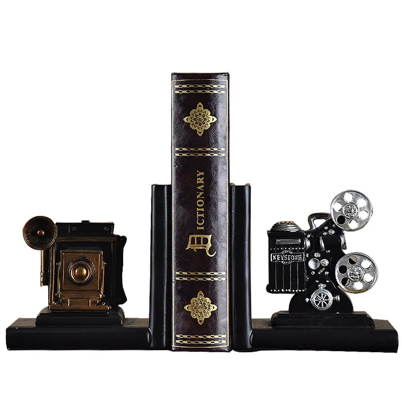

Vintage Bookcase Household Decor Figurines Decoration Exquisite Resin Camera Modle Book By Bookend Personalized Crafts Gifts