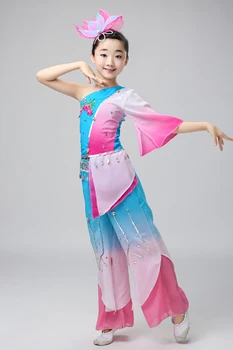 

Children's Dance Performances Girls Classical Dance Clothing Handkerchief Dance Fan Dance Modern National Children's Dancewear