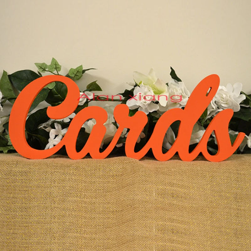 Cards Sign for Wedding Table Freestanding "Cards" PAINTED Wooden