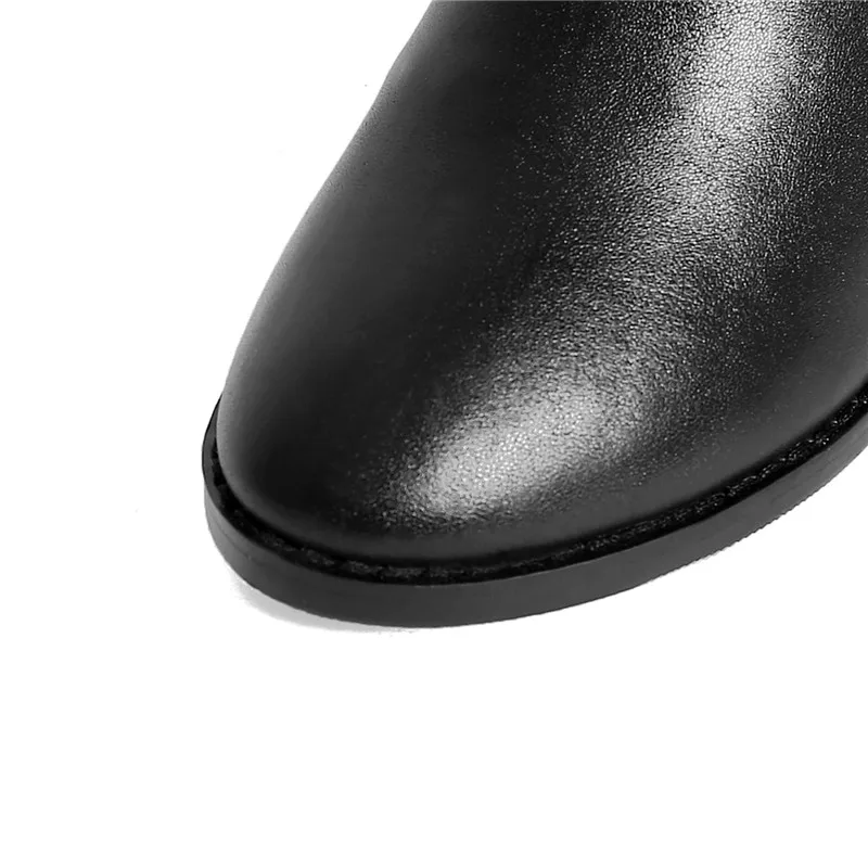 Hiver Robe Boucle Véritable Haute Noir brown Dames Top Zip Automne Rond En Genou Cuir Chaussures Qualité Bout Femmes Memunia 2018 Bottes vgZwqWBO