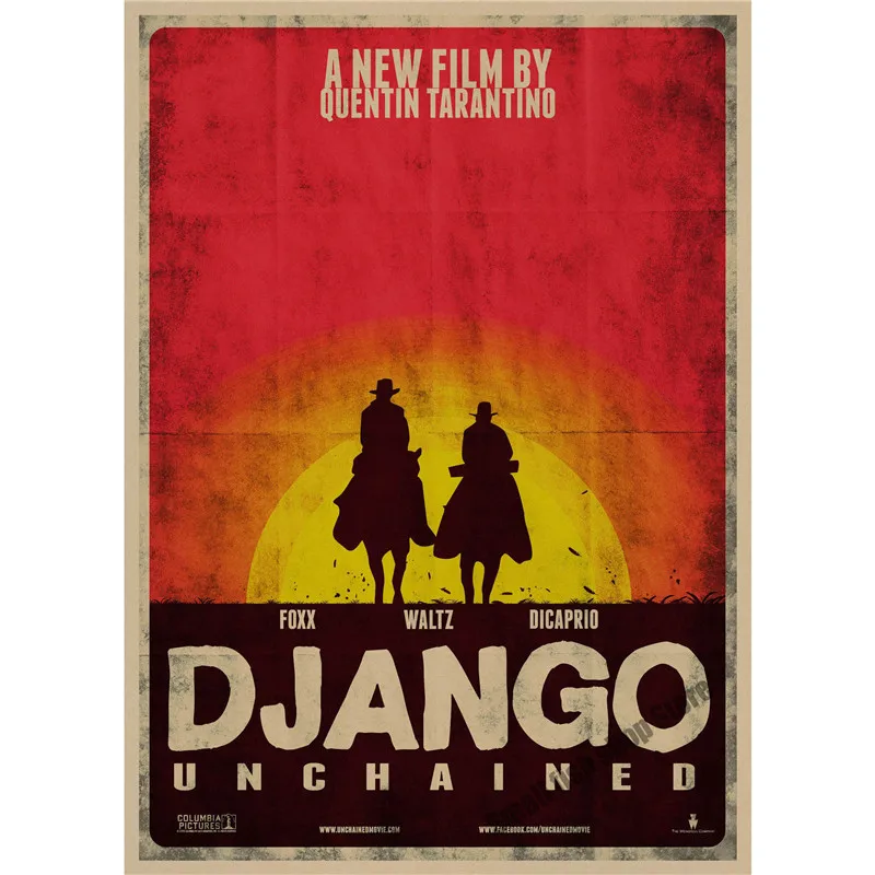 Django Unchained Квентин Тарантино ретро плакат, крафт-бумага, бумага для бара, кафе, домашний Декор, живопись, наклейка на стену - Цвет: Бургундия