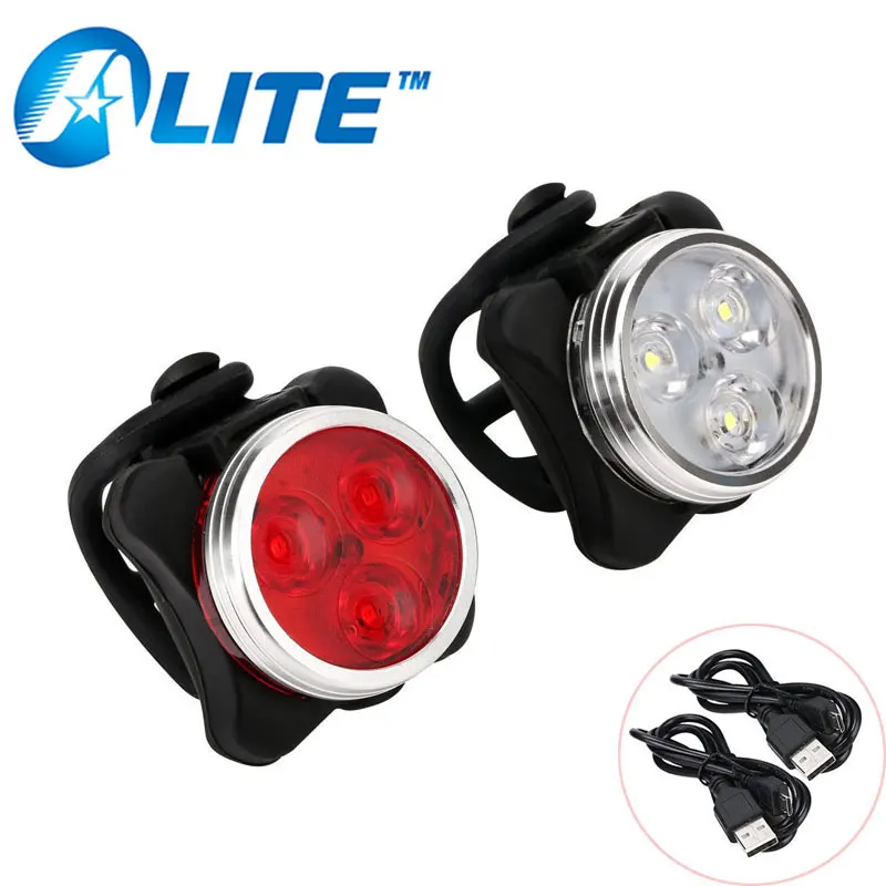 TMWT Waterproof USB Rechargeable Bike Light Set White Front Light
