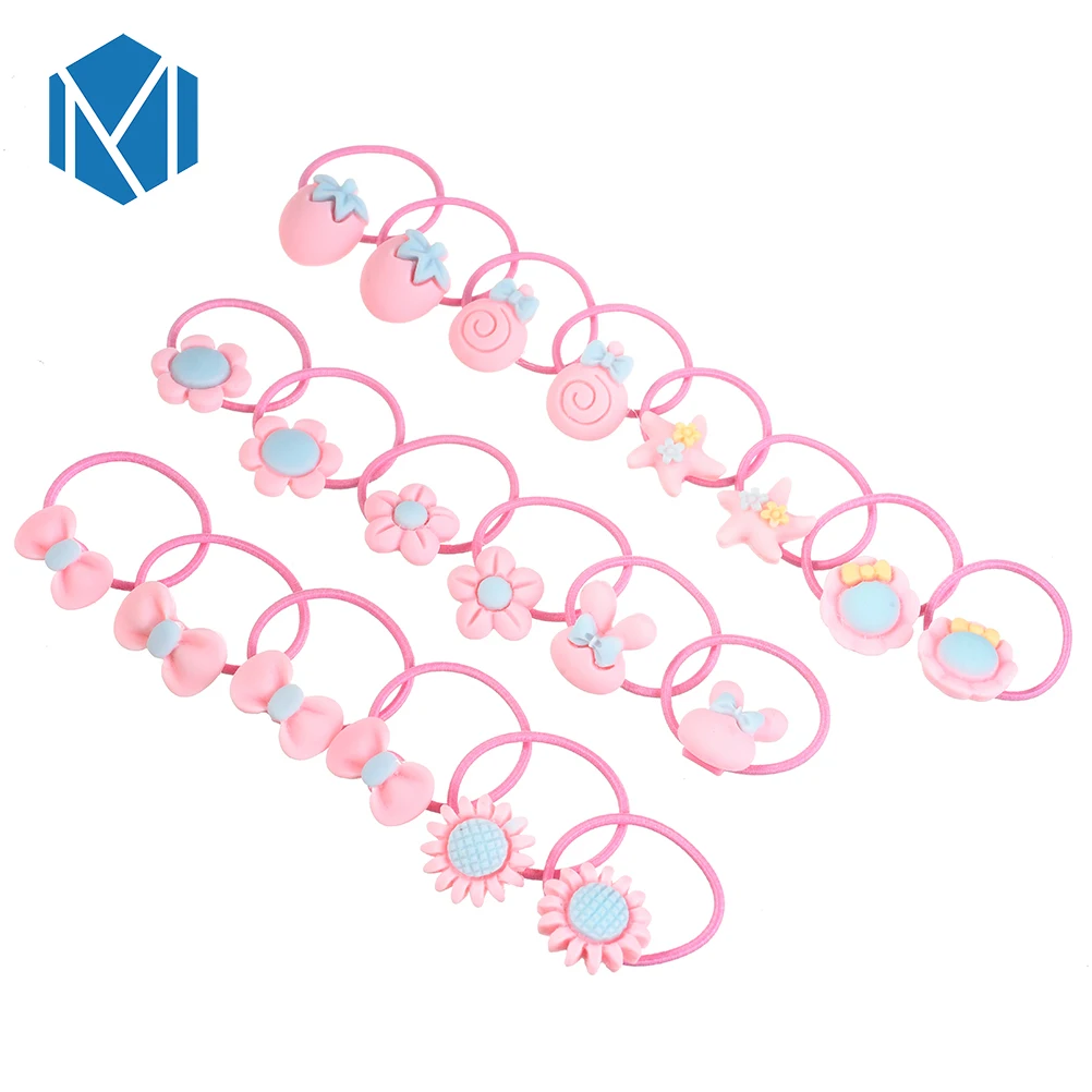 

M MISM New Design 20 PCS Cartoons Flower Shape Elastic Hair Bands Rubber Headwear Scrunchies Gum For Girls Hair Accessories