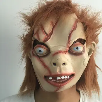 

Horror Bride of Chucky Latex Mask Full Face Halloween Film Theme Scary Female Male Rubber Masks Masquerade Party Props AdultSize