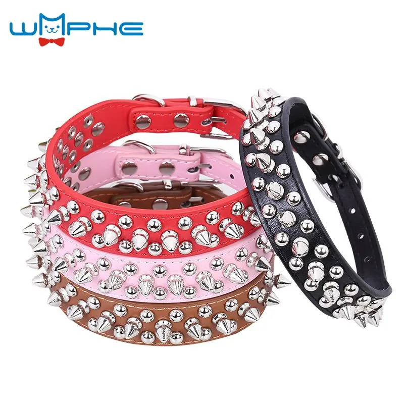 Punk Style Spiked font b Pet b font Dog Collar Round Bullet Nail Rivet Studded Collar