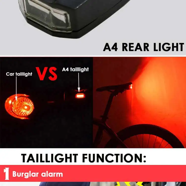 Велосипедный Спорт задний свет+ сигнализация USB зарядка интеллектуальные Беспроводной свет COB LED SOS Велоспорт световой сигнализации фонарь факел