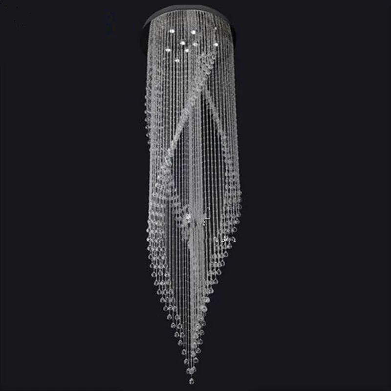 ファッション天井ライト高級雰囲気現代クリスタルペントハウスヴィラ建物建物ボディぶら下げワイヤーランプ(