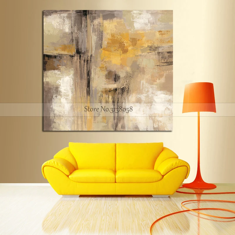 

100% Hand High Quality Modern Abstract Oil Painting on Canvas Abstract Yellow Oil Painting for Living Room Decoration