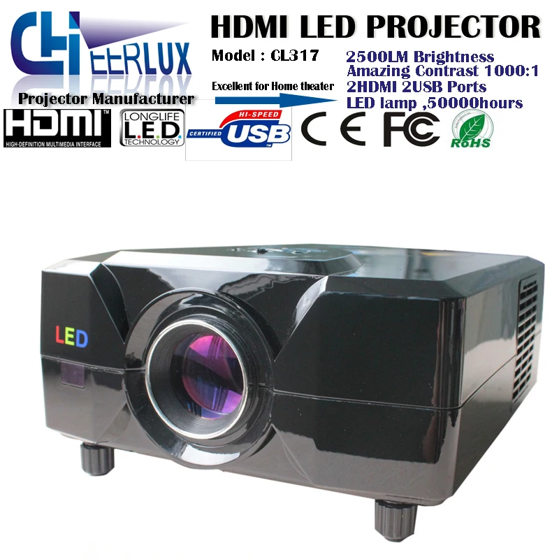 Мини 2500 lumens проектор Full hd 1080 P Из светодиодов жк-портативный projektor Домашний