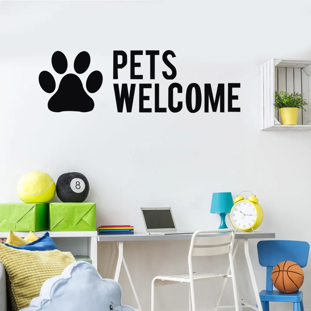 PETWELCOM Letters Wall Sticker Pet Shop PVC Wall Decal Dog Cat Mural Art Sticker Pet Grooming Salon Decoration