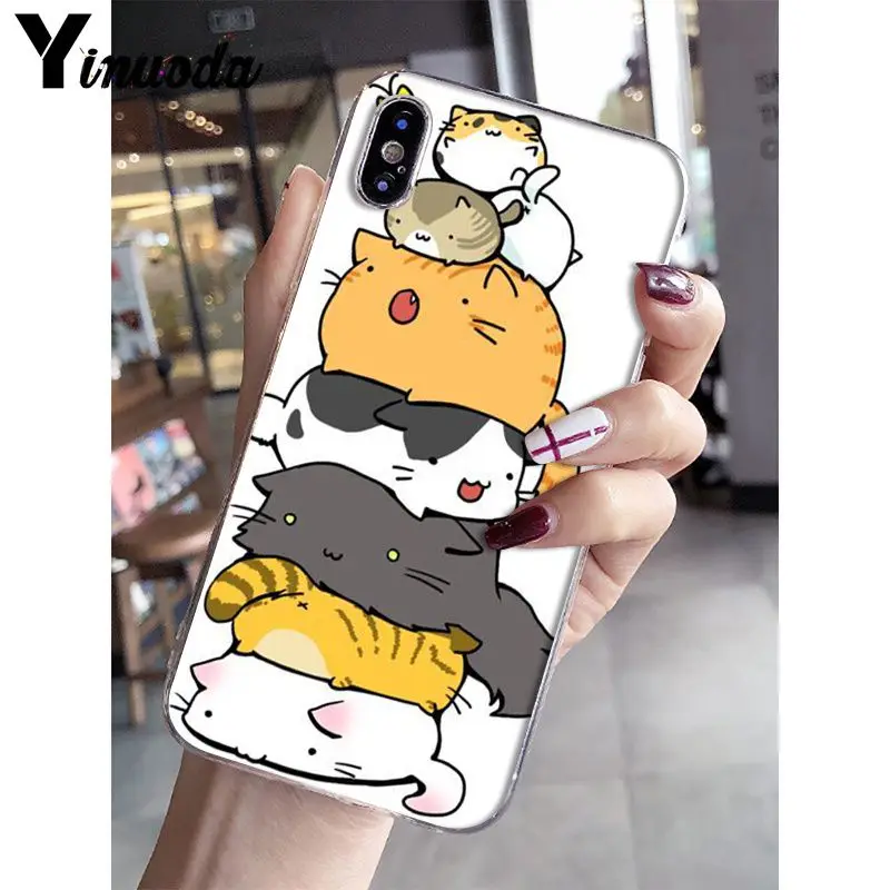 Yinuoda Kawaii Molang мультфильм аниме Кот DIY рисунок чехол для телефона чехол для iPhone X XS MAX 6 6s 7 7plus 8 8Plus 5 5S SE XR