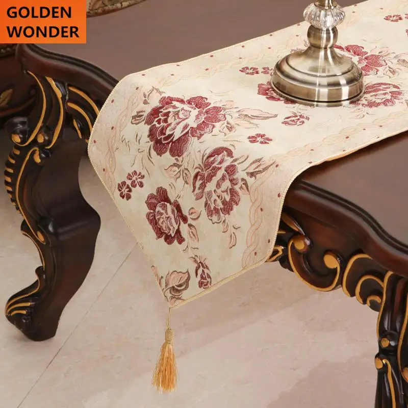 

European Style Embroidery Chinese Table Runners Beautiful Home Decoration Elegant Luxury Wide Table Runner