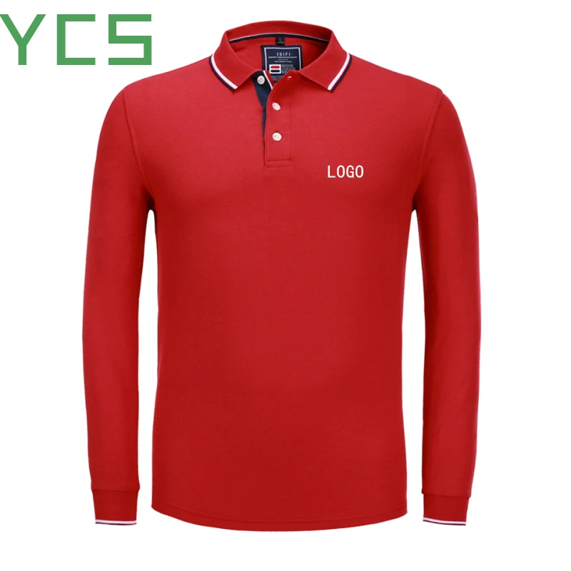 YCS Store Custom85% Cotton Long Sleeve Polo Shirt Men /Wome Custom Text Name Personalized Message or Image for Unisex polo shirt