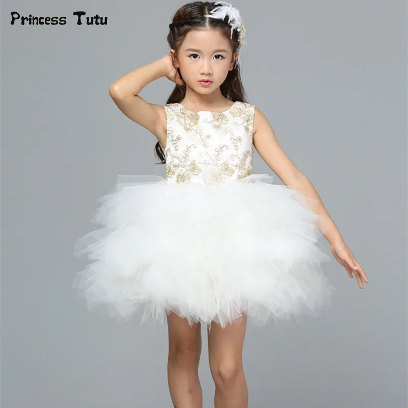 

Custom Flower Girl Dresses Embroidery Princess Girl Party Pageant Formal Dress White Kids Girls Ball Gown First Communion Dress