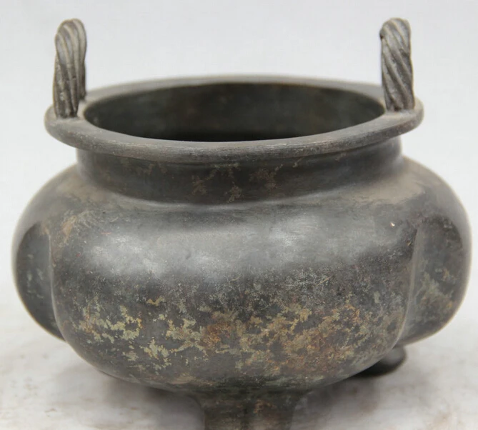 

6 Old Markend China Black Bronze Dynasty Palace 3 Foot Incense Burner Censer R0710