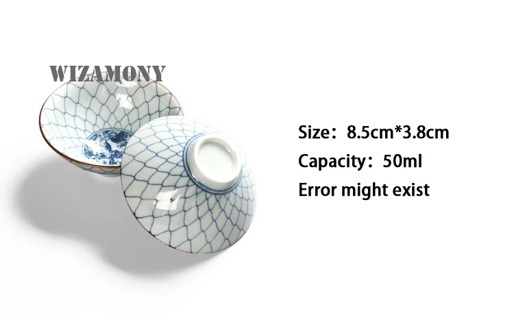 WIZAMONY 50 мл Посуда для напитков ручная роспись чайная чашка чайный сервиз синий и белый китайский Селадон Фарфор китайский чайный набор кунг-фу