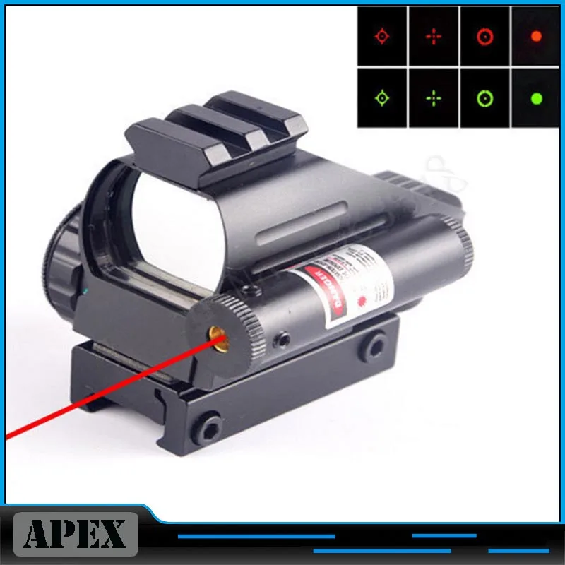 

4 Reticles Green/Red Dot with Dovetail Red Laser Sight Holographic Reflex Scope