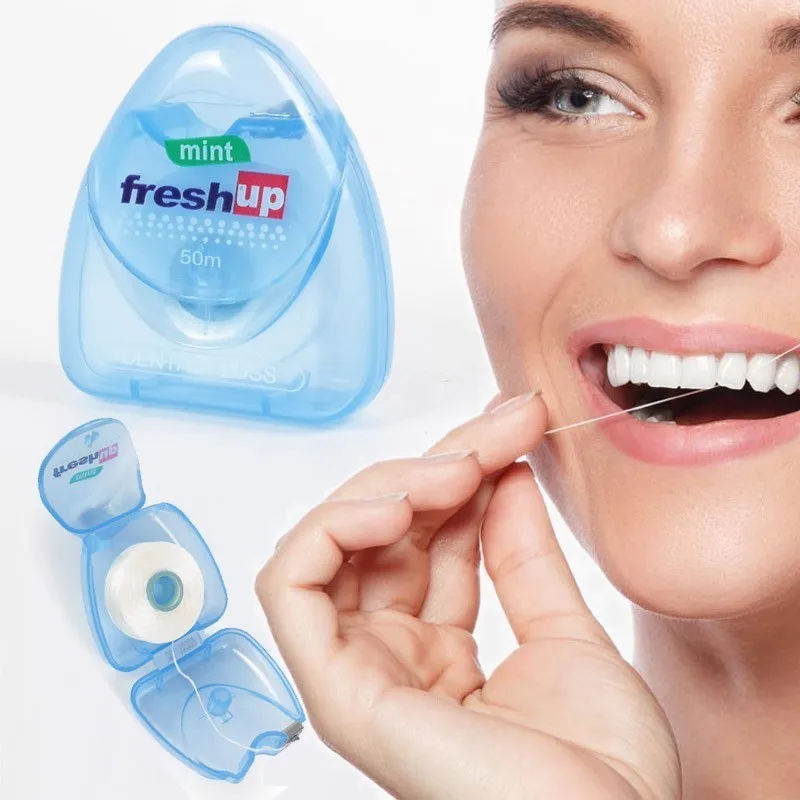 

50M Micro Wax Peppermint flavor Dental Flosser Interdental Brush Teeth Stick Toothpicks Floss Pick Oral Hygiene Clean Wire