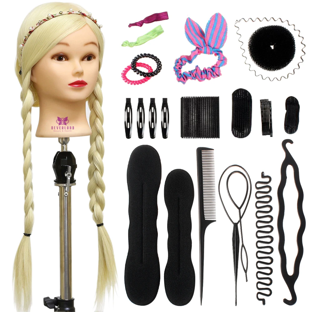 Synthetic Blonde Hair Hairdressing Head High Temperature Fiber Salon