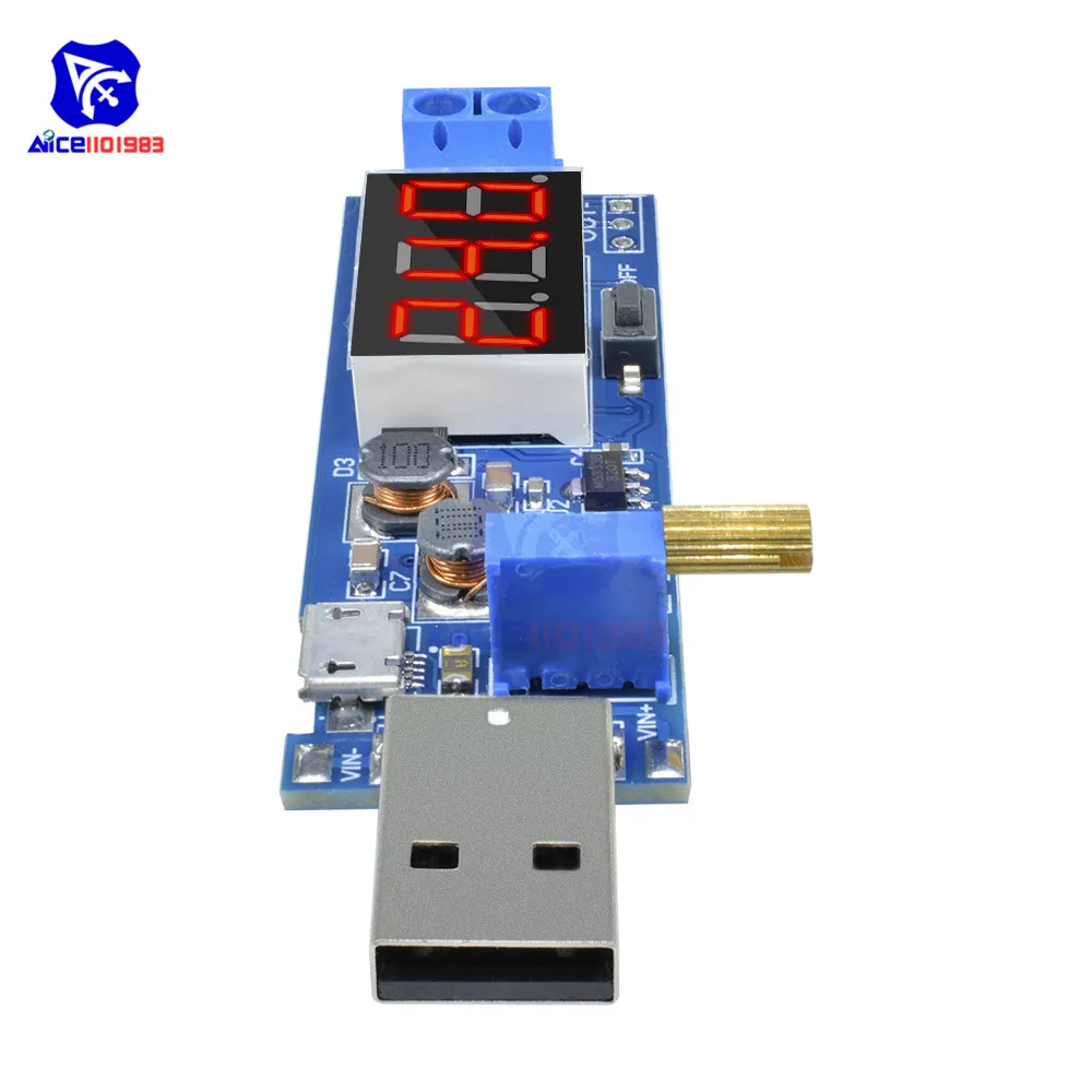 Diymore DC-DC 5 В до 1,2-24 В светодиодный цифровой модуль питания USB повышающая/понижающая плата повышающий понижающий преобразователь микро-usb вход