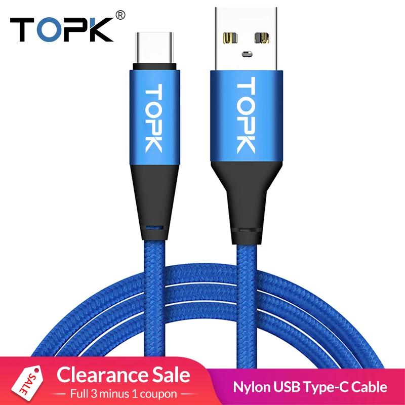 

TOPK Premium USB Type C Cable , Ultra Durable Nylon Braided Fast Charging USB C Cable for MacBook / Xiaomi 4C / Letv etc.