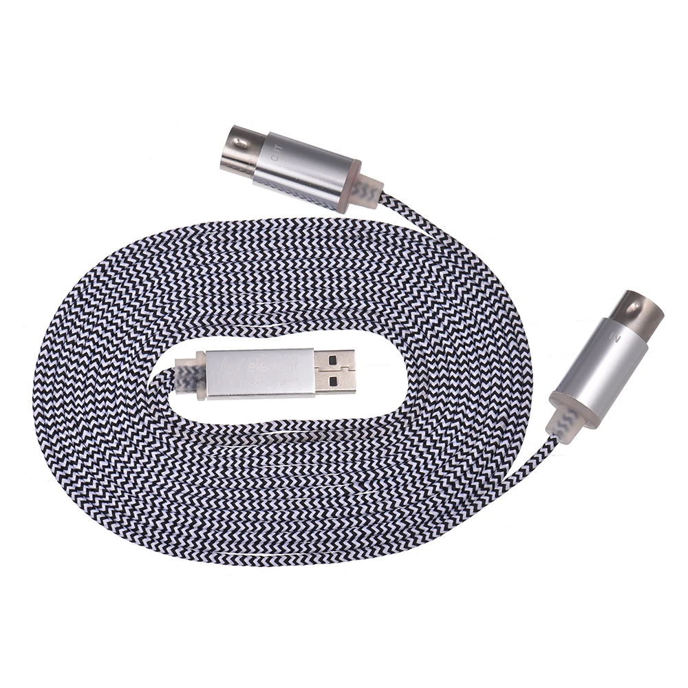 MIDI Keyboard Cable MIDI IN OUT to USB Cable Cord Aluminum Alloy Plugs