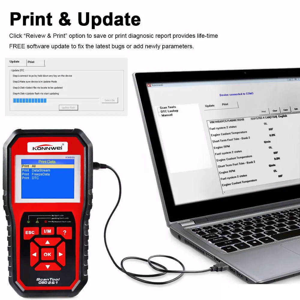 KONNWEI KW850 OBD 2 OBD2 Автосканер автомобильной сканер нескольких языках инструмент диагностики авто лучше, чем AL519 в России