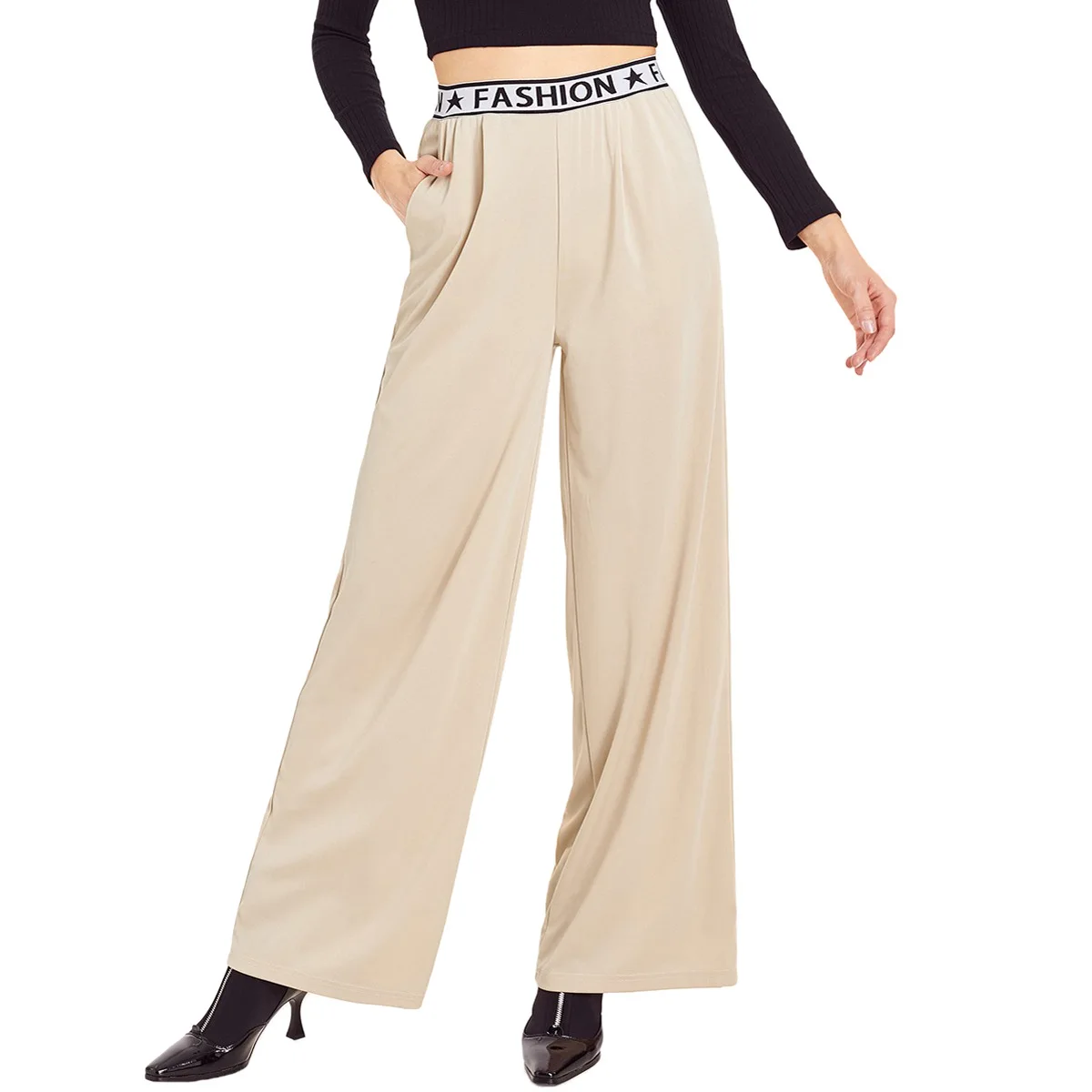 

High Waist Wide Leg Pants 2019 Fashion Women Summer Solid Trousers Pockets Ladies Workwear Office Pants Loose Plus Size Trousers