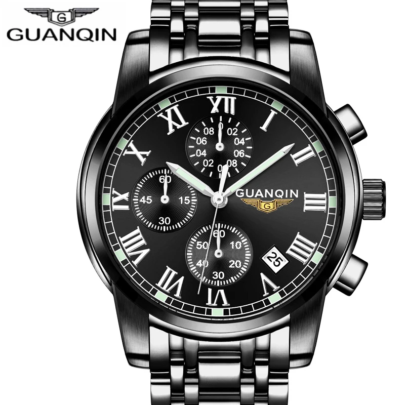 

relogio masculino GUANQIN Mens Watches Top Brand Luxury Fashion Business Clock Men Sport Stainless Steel Waterproof Quartz Watch